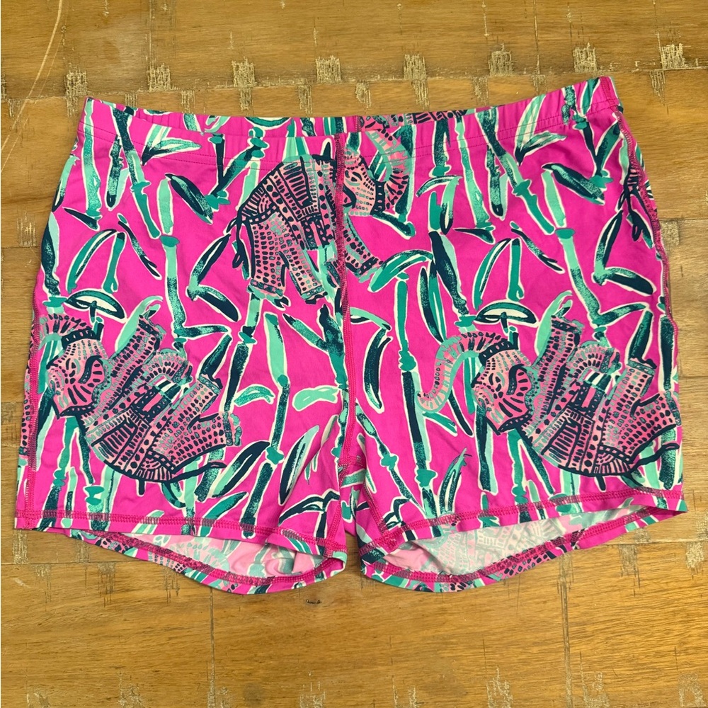Lilly Pulitzer Pink and Green Patterned Luxletic Shorts
